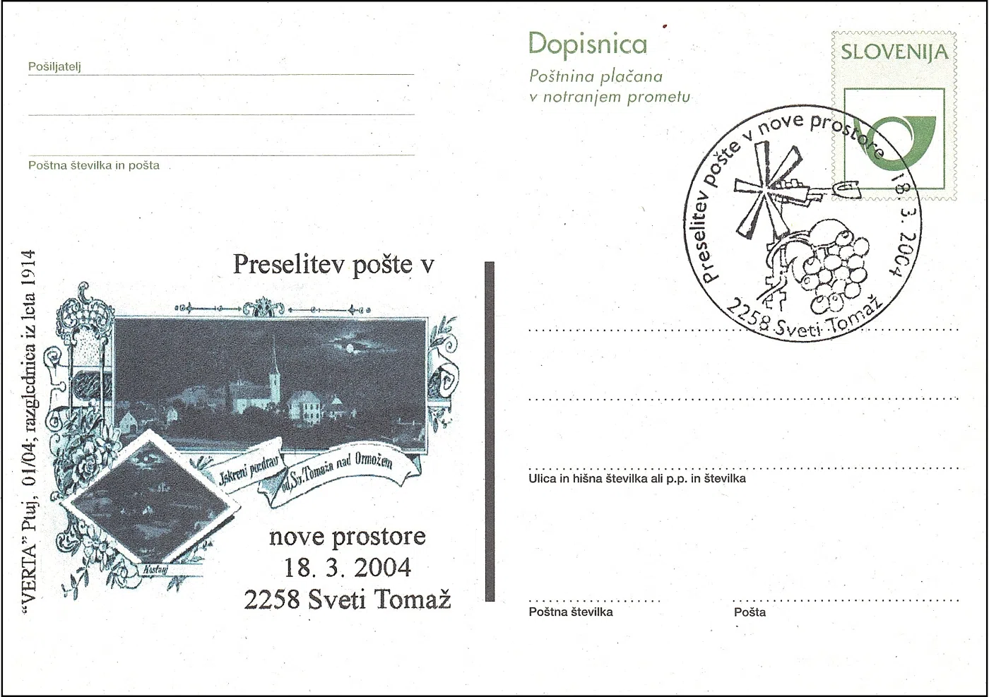 PRESELITEV POŠTE 2258 SVETI TOMAŽ V NOVE PROSTORE